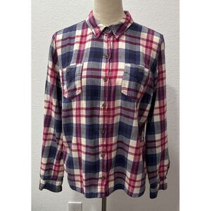 Mossimo Multicolor plaid button‎ down pockets women's Long Sleeve Shirt Dress XL
